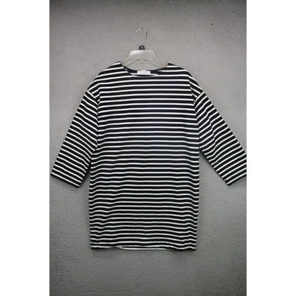 Everlane Black & White Striped Dress-Size Small-Shoulder Zipper - Picture 1 of 10